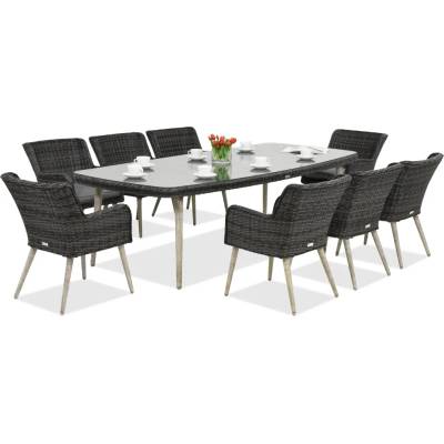 Garden Point Ексклузивен комплект за трапезария голямата маса Kordoba за 8 души Garden Point антрацит (GAP059SD-8)