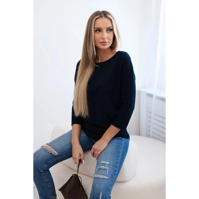 Fashionweek dámska bavlnená blúzka s lodičkovým výstrihom K8834 Tmavě modrý