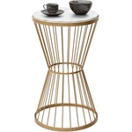 TopMebel Hoffman TopMebel помощна маса от метал и МДФ в бял - златист цвят 35x35x58cm