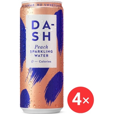 DASH Perlivá voda broskev 4 x 330 ml