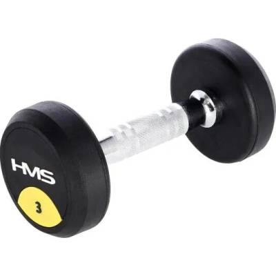 HMS Jednoručné činky s povrchovou úpravou pogumované fixné 1 x 3 kg