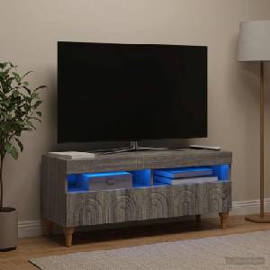 vidaXL LED телевизионен кабинет ALKMAAR 100 x 35 x 43 см Сив Сонома (896331)