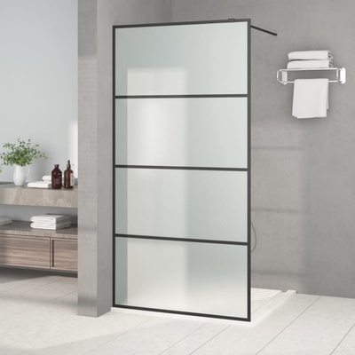 walk-in černá 100 x 195 cm mléčné ESG sklo
