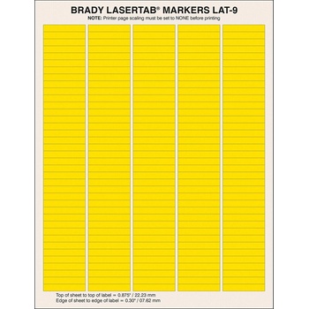 Brady LAT-9-747-10-YL / 029791, LaserTab Laser Printable Labels, 38.10 mm x 6.35 mm (29791)