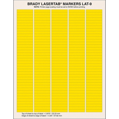 Brady LAT-9-747-10-YL / 029791, LaserTab Laser Printable Labels, 38.10 mm x 6.35 mm (29791)