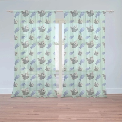 Sablio Záclony Mačky a rybičky: 2ks 150x250cm