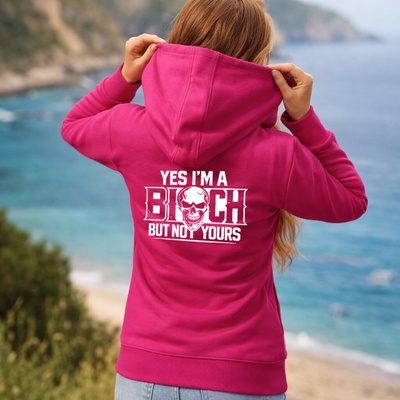 YES I’M A BITCH BADAZZ dámská mikina s potiskem streetwear Purpurová – Zboží Dáma