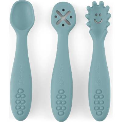 PETITE&MARS Set 3 ks silikonových tréninkových lžiček Take&Match Frosted Sky 6m+