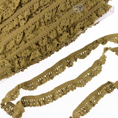 Čipka pružná khaki, šírka 15 mm