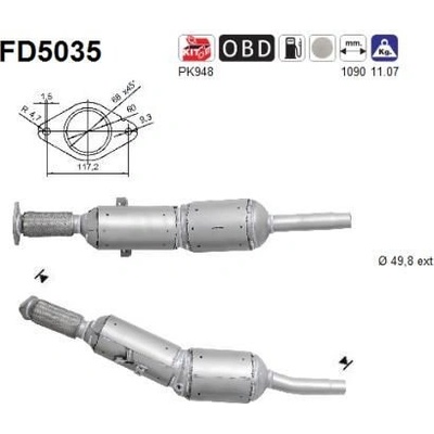 Filtr sazových částic, výfukový systém AS FD5035