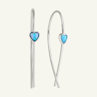 SilveAmo stříbrné protahovací s opálem Světle modrá srdíčka C2OPG1563