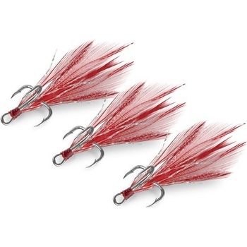 Delphin B!RD Hook TRIPLE červená pírka vel.8 3 ks