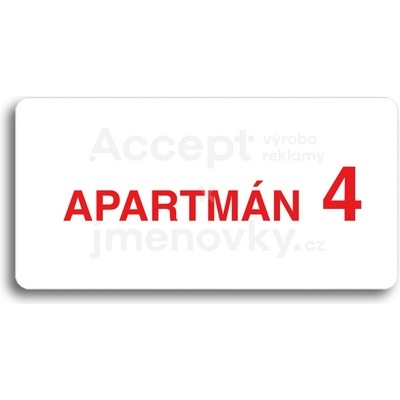 ACCEPT Piktogram APARTMÁN 4 II - bílá tabulka - barevný tisk bez rámečku