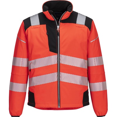 Portwest hi-vis pw3 t402 / Светлоотразително софтшел яке - hv червено/черно 4xl (t402rbk4xl)