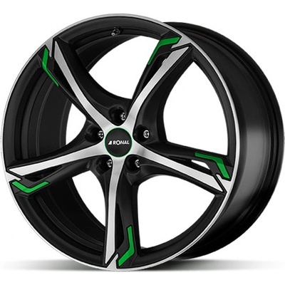Ronal R62 7,5x18 5x100 ET35 black polished green