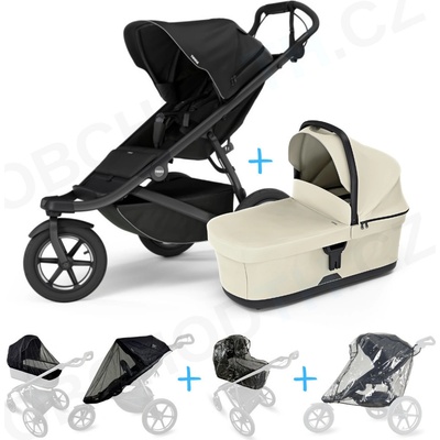 Thule Set 5v1 Urban Glide 3 Black 2024 + korba Soft beige + pláštěnky + ochranná síť – Hledejceny.cz