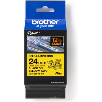 Brother TZ-SL651 / TZe-SL651 Pro Tape, 24mm x 8m, черен печат / жълт фон, оригинална лента (TZESL651)