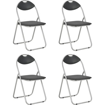 Image 1 of vidaXL Сгъваеми трапезни столове, 4 бр, черни, изкуствена кожа (278593)