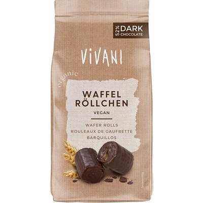 Vivani Bio Oplatkové rolky v mléčné čokoládě 125 g