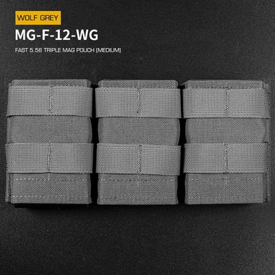 Wosport Fast type Triple molle na 5.56 zásobníky M4/M16, střední šedá