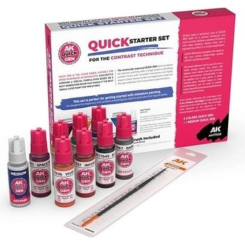 AK Interactive Quick Gen Quick Starter Set 8 barev a 1 štětec