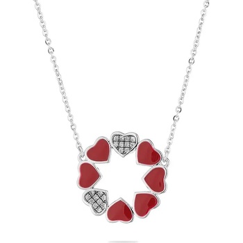 Image 1 of Swan Сребърно колие сърца в червено и цирконий END399N Swan