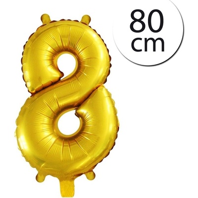 FUN RAG 8Gold 62819 Mini fóliový balón číslo 8 zlatý 80 cm