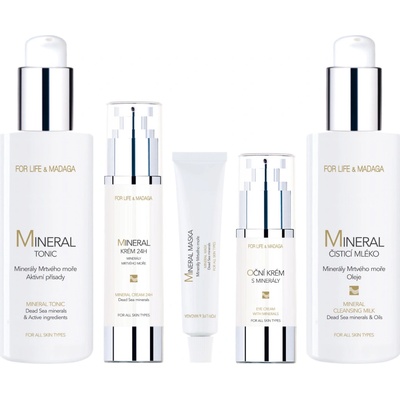 For Life & Madaga Mineral tonic 200 ml + Mineral krém 24H 50 ml + Mineral maska 18 ml + Oční krém s minerály 30 ml + Mineral čisticí mléko 200 ml dárková sada – Hledejceny.cz