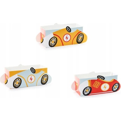 PartyDeco Krabičky na občerstvenie a popcorn Cars 7,5 x 7,5 x 17 cm