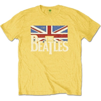 The Beatles tričko Drop T Logo & Vintage Flag Kids Yellow
