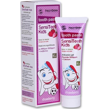 Frezyderm Детска паста за зъби срещу кариеси , Frezyderm SensiTeeth Kids Toothpaste Strawberry 1000ppm 50ml