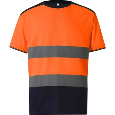 Yoko Tričko HVJ400 Hi-Vis výstražné krátký rukáv COT-79J400zw402 Oranžová fluorescent/navy