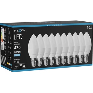 Mexen Nova 10x LED крушка E14, C37, 4W, Студена - 6500K, 420 lm - L102-E14-0465-01x10 (L102-E14-0465-01x10)