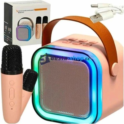 Bezdrátový přenosný mini karaoke set 2x mikrofon K12