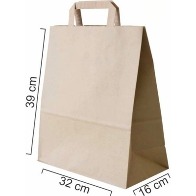 Zawmark Plus Taška papierová hnedá 32x16x39cm, ploché ucho 50ks