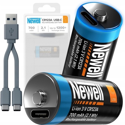 Nabíjecí Baterie Newell CR123A 123 700 mAh 2 ks USB-C Li-Ion
