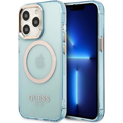 GUESS Кейс Guess GUHMP13LHTCMB за iPhone 13 Pro / 13 6.1", син / син, твърд, Gold Outline Translucent MagSafe (3666339056995)