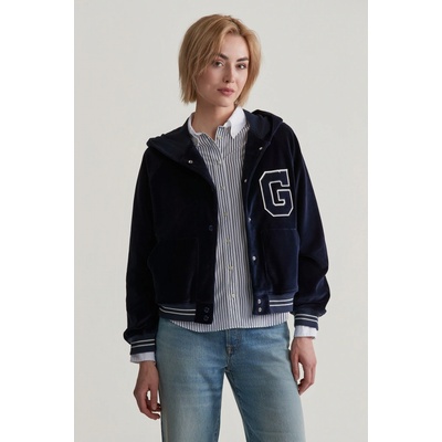 Gant Varsity Velour Hoodie Evening Blue
