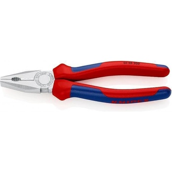 KNIPEX Комбинирани клещи, хромирани, синьо-червена ръкохватка 200мм, Knipex (K0305200)