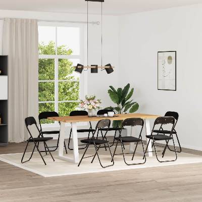 vidaXL Сгъваем стол 8 pcs Черен 48 x 44 x 78 см Кадифе (42029069)