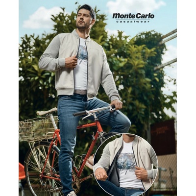 Monte Carlo pánsky polo pulóver béžový