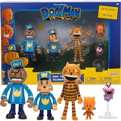 JAKKS PACIFIC DOG MAN ORIGINÁLNÍ SADA 5 FIGUREK CHIEF DOG MAN PETEY FLIPP