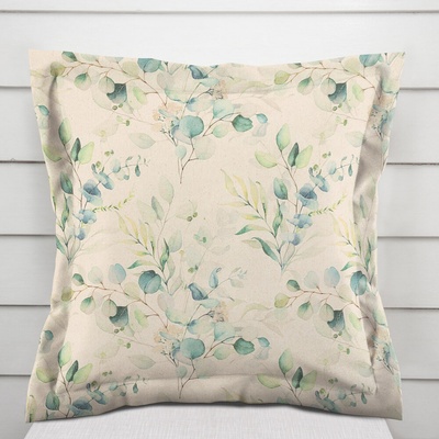 Biante Ľanová s lemom LEN-010 Modrozelené listy eukalyptu na režnom 30 x 50 cm