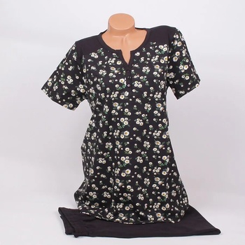 Image 1 of Дамска макси пижама в черно с маргаритки