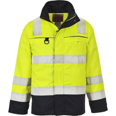 PortWest HI-VIS Bizflame MULTI-NORM FR61 Nehořlavá reflexní bunda antistatická HV žlutá/námořní modrá