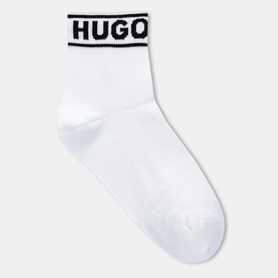 HUGO Чорапи HUGO 2 Pack Logo Ankle Socks - White 100