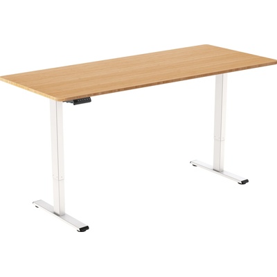 AlzaErgo Table ET2 Essential bílý + deska 160×80 cm bambusová zaoblená