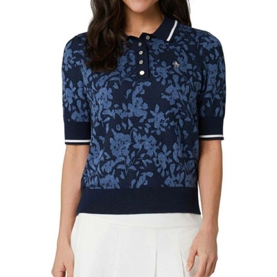 Dámsky sveter Original Penguin Banded Jacquard Floral Polo BLACK IRIS modrý