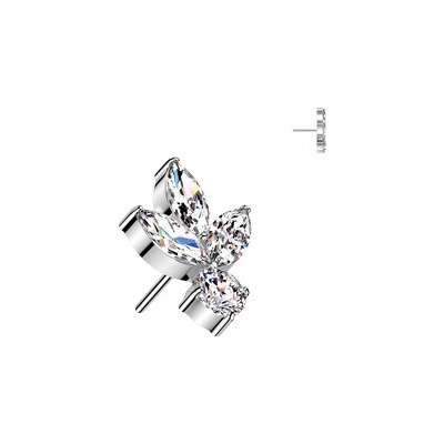 Šperky4U ozdobná část k Push In piercingu titan čiré zirkony TIT1507-C