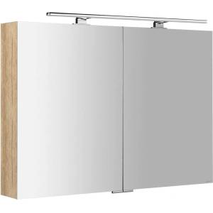 SAPHO Mirró - Огледален шкаф с LED осветление 100x70x16 см, 2 врати, дъб „Алабама MC100-0022 (MC100-0022)